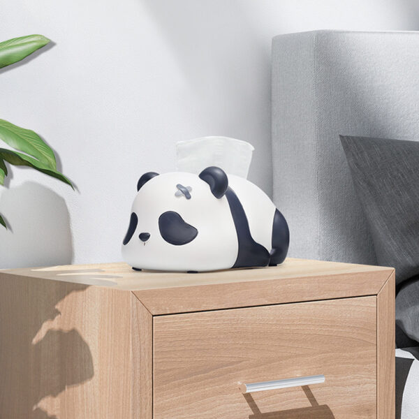 Creative Panda Home Decor Resin Tissue Storage Box - Image 2